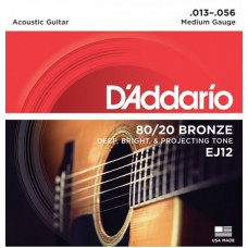 Струны для акустической гитары D'ADDARIO EJ12